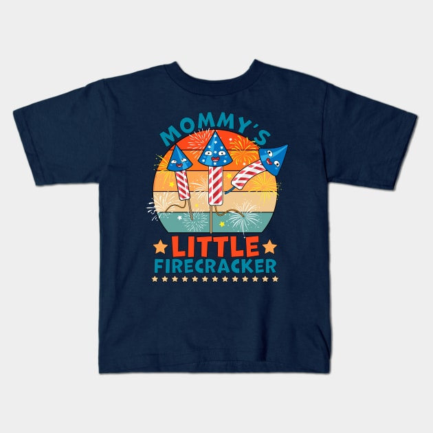 Mommy's Little Firecracker 4th of July Kids T-Shirt by OrangeMonkeyArt